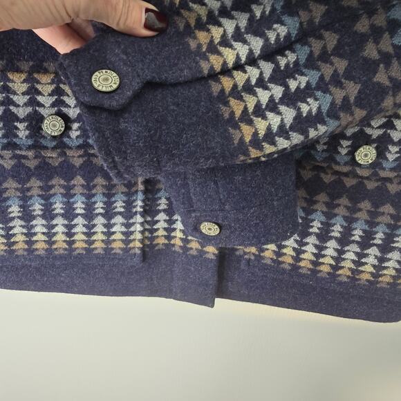 Pendleton Wool Southwestern Cross-Back Western Jacket Blue Geometric Pattern S - Picture 8 of 9